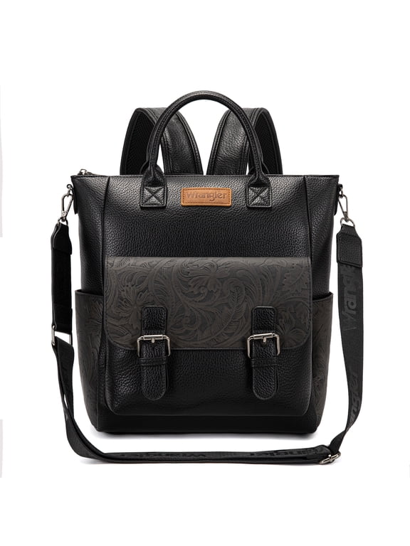 Wrangler Backpack Purse for Women Medium Size Convertible Backpack with Crossbody Strap for Travel Work, Carve-Coffee