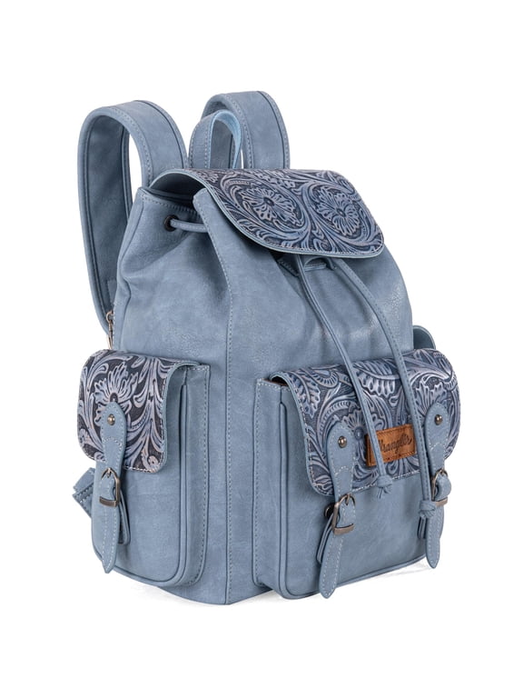 Wrangler Backpack Purse for Women Men Floral Tooled Designer Travel Bags, Carve-Jean