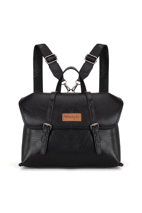 Wrangler Backpack Purse for Women Vegan Leather Fashion Anti Theft Convertible Backpack with Adjustable Strap, Black
