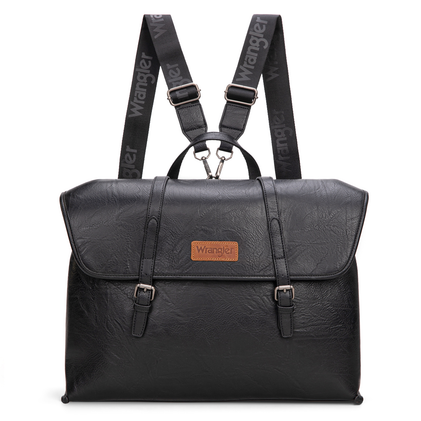 Wrangler Backpack Purse for Women Vegan Leather Fashion Anti Theft Convertible Backpack with Adjustable Strap, Large-Black