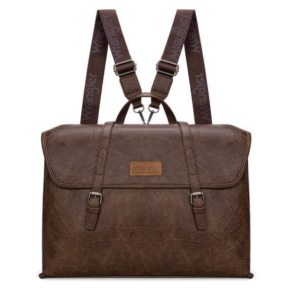 Wrangler Backpack Purse for Women Vegan Leather Fashion Anti Theft Convertible Backpack with Adjustable Strap, Large-Coffee