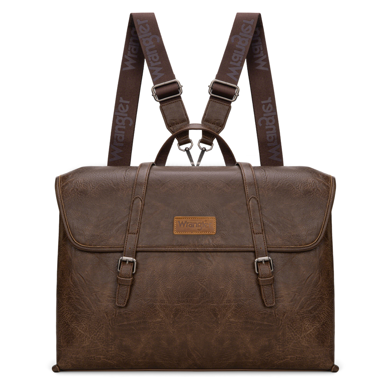 Wrangler Backpack Purse for Women Vegan Leather Fashion Anti Theft Convertible Backpack with Adjustable Strap, Large-Coffee