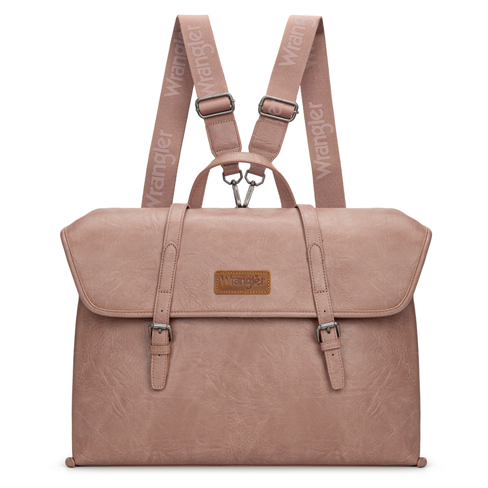 Wrangler Backpack Purse for Women Vegan Leather Fashion Anti Theft Convertible Backpack with Adjustable Strap, Large-Dark Pink