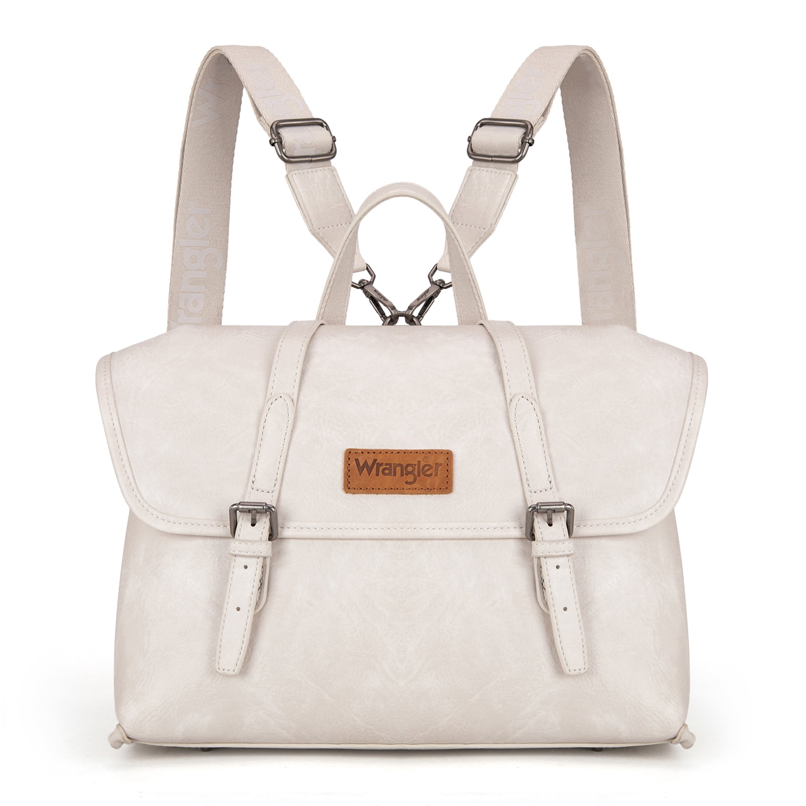 Wrangler Backpack Purse for Women Vegan Leather Fashion Anti Theft Convertible Backpack with Adjustable Strap, Beige