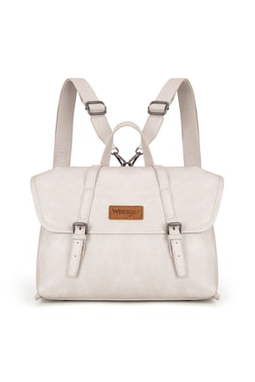 Wrangler Backpack Purse for Women Vegan Leather Fashion Anti Theft Convertible Backpack with Adjustable Strap, Beige