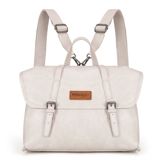 Wrangler Backpack Purse for Women Vegan Leather Fashion Anti Theft Convertible Backpack with Adjustable Strap, Beige
