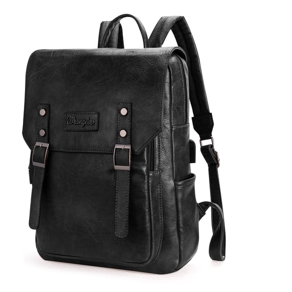 Wrangler Leather Backpack Purse for Women Laptop Backpack Fashion Pink Backpack, Black
