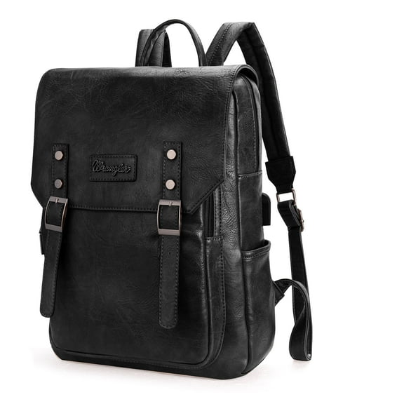 Wrangler Leather Backpack Purse for Women Laptop Backpack Fashion Pink Backpack, Black