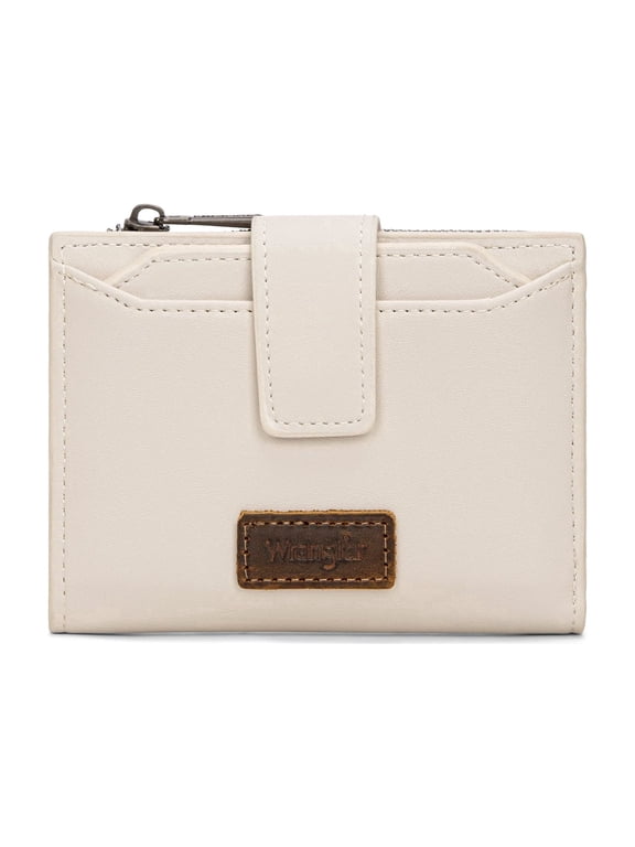 Wrangler Bifold Wallet Women Small RFID Blocking Wallet Women's Wallets with Removable ID,Beige