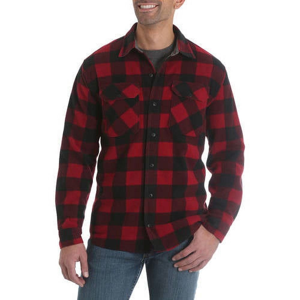 Wrangler men's long sleeve plaid wicking fleece best sale shirt