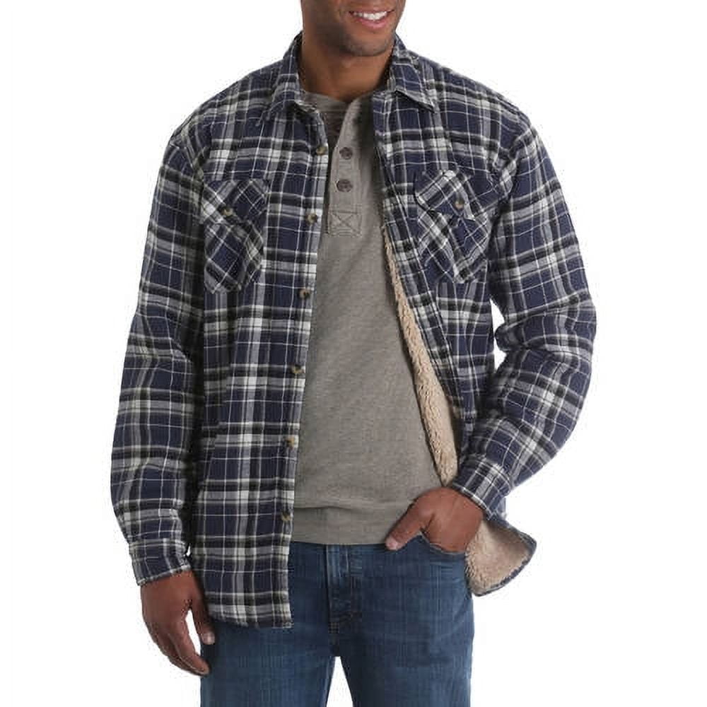 Wrangler Big Men's Long Sleeve Sherpa Lined Flannel Shirt - Walmart.com
