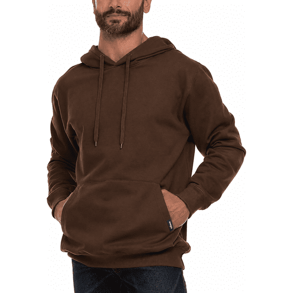 Wrangler Big and Tall Hoodie for Men, Fleece Heavyweight Pullover Sweatshirt, Relaxed Fit Mens Work Hoodies Brown