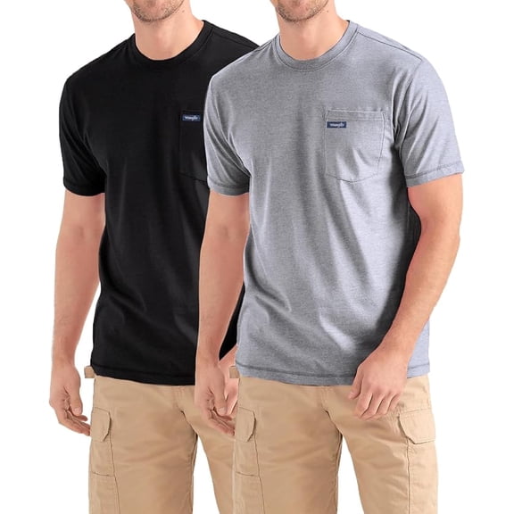 Wrangler Big and Tall T-Shirts for Men, 2 Pack Cotton Tee Chest Pocket