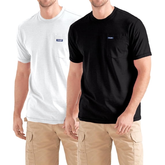 Wrangler Big and Tall T-Shirts for Men - 2 Pack Cotton Tee with Chest Pocket Black/White - Black/White 3XLT