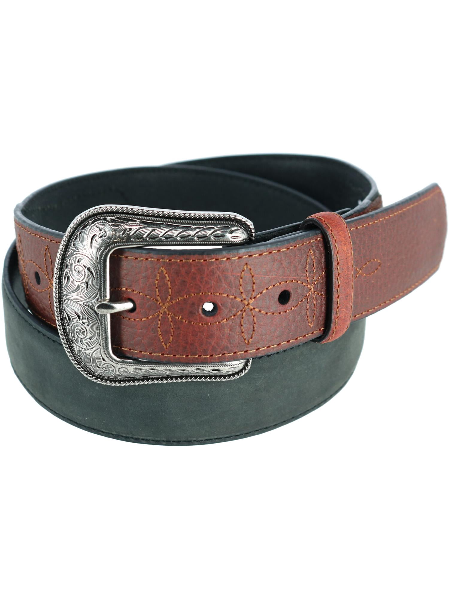 Wrangler - Cintura in pelle da uomo Bison e CrazyHorse con billette Nero e cognac 100