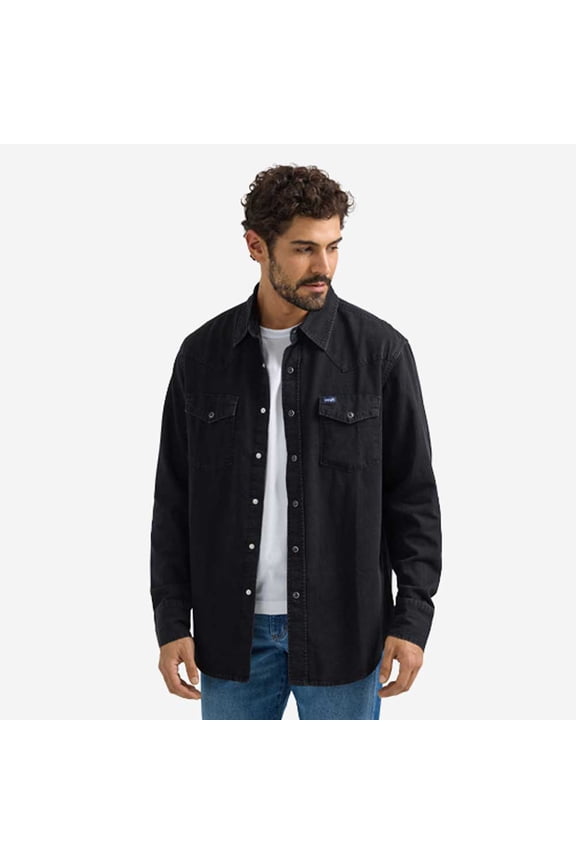 Black Denim Snap - Mens Shirt  - 112361702