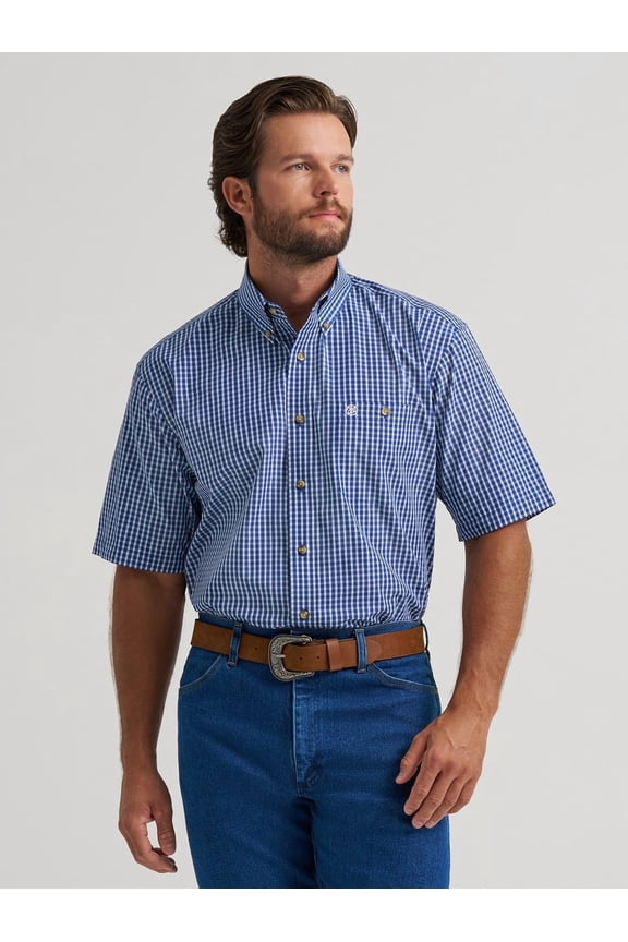 Blue Relaxed Fit Plaid - Mens Shirt - 112379161