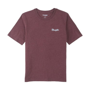 Wrangler Boy's Sable Heather Rodeo Graphic T-Shirt Top Short Sleeve Burgundy New