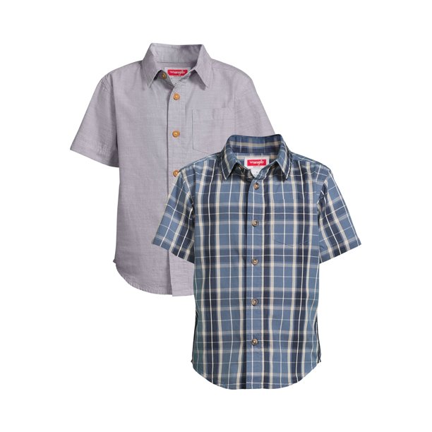 Wrangler Boys’ ButtonUp Shirt with Short Sleeves, 2Pack, Sizes 418