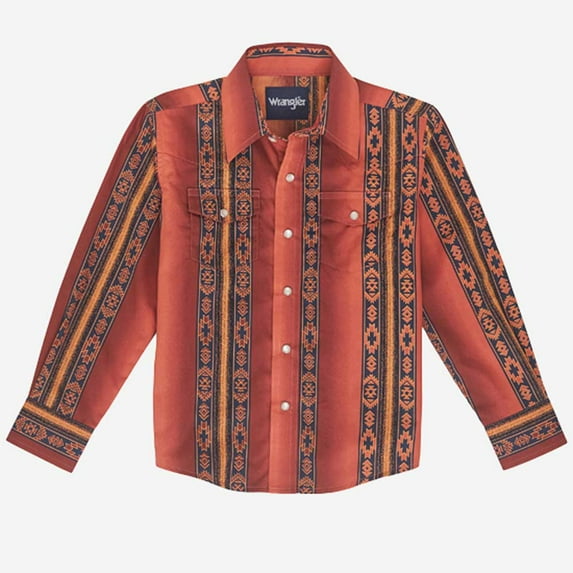Wrangler Youth Boy's Checotah Rust Snap Button Shirt 112351580