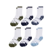 Wrangler Boys' Essentials Cool Comfort Crew Socks, Assorted Cushioned Socks for Kids, Small, 6-Pack