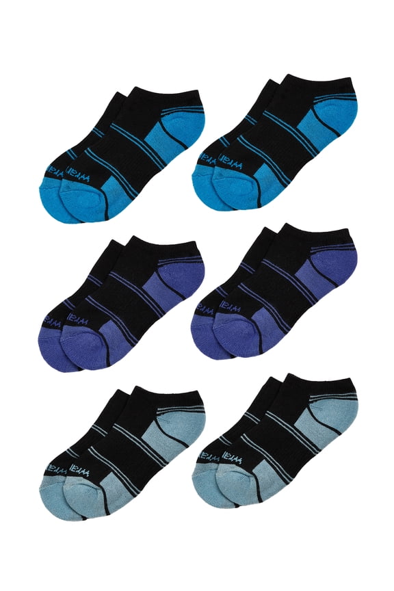 Boys' Essentials Cool Comfort Low-Cut Boys Socks, Assorted Cushioned Kids Socks, Small, 6-Pack