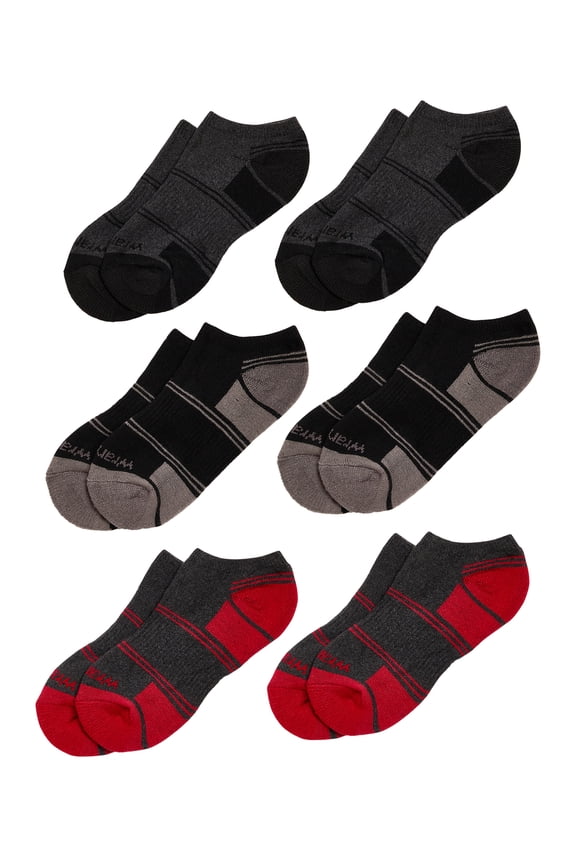 Boys' Essentials Cool Comfort Low-Cut Boys Socks, Assorted Cushioned Kids Socks, Medium, 6-Pack