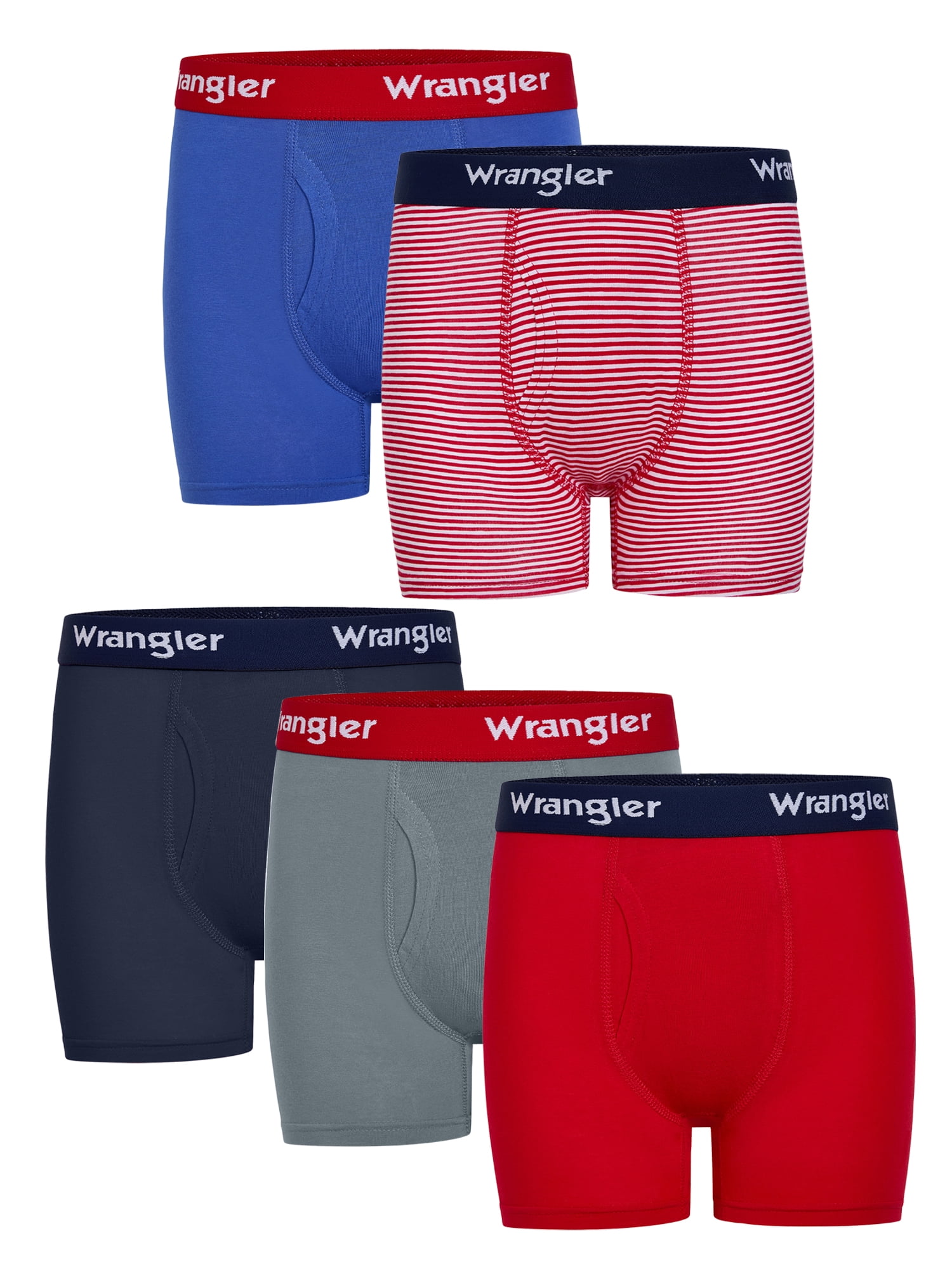 Wrangler Boys' Cotton Boxer Briefs, Soft Boys Underwear w/ 4-Way Stretch, XL, 5-Pack