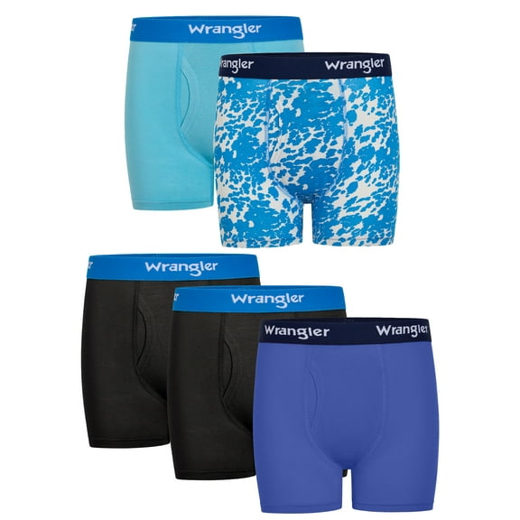 Wrangler Boys' Cotton Boxer Briefs, Soft Boys Underwear w/ 4-Way Stretch, XL, 5-Pack
