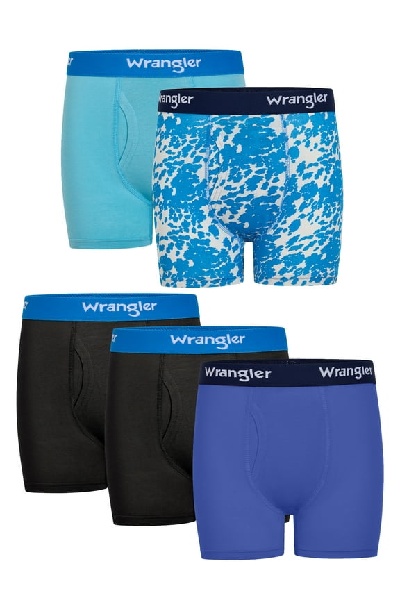 Boys' Cotton Boxer Briefs, Soft Boys Underwear w/ 4-Way Stretch, XL, 5-Pack