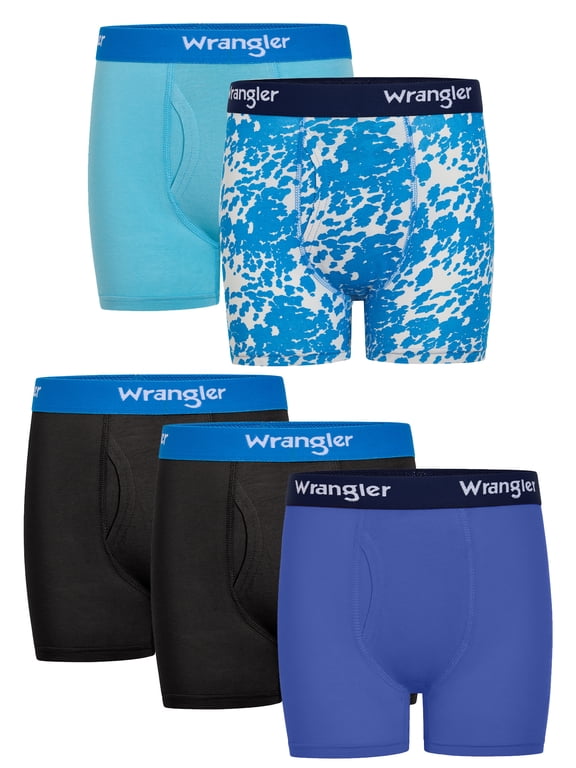 Boys' Cotton Boxer Briefs, Soft Boys Underwear w/ 4-Way Stretch, Small, 5-Pack