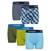 Wrangler Boys' Cotton Boxer Briefs, Soft Boys Underwear w/ 4-Way Stretch, Small, 5-Pack