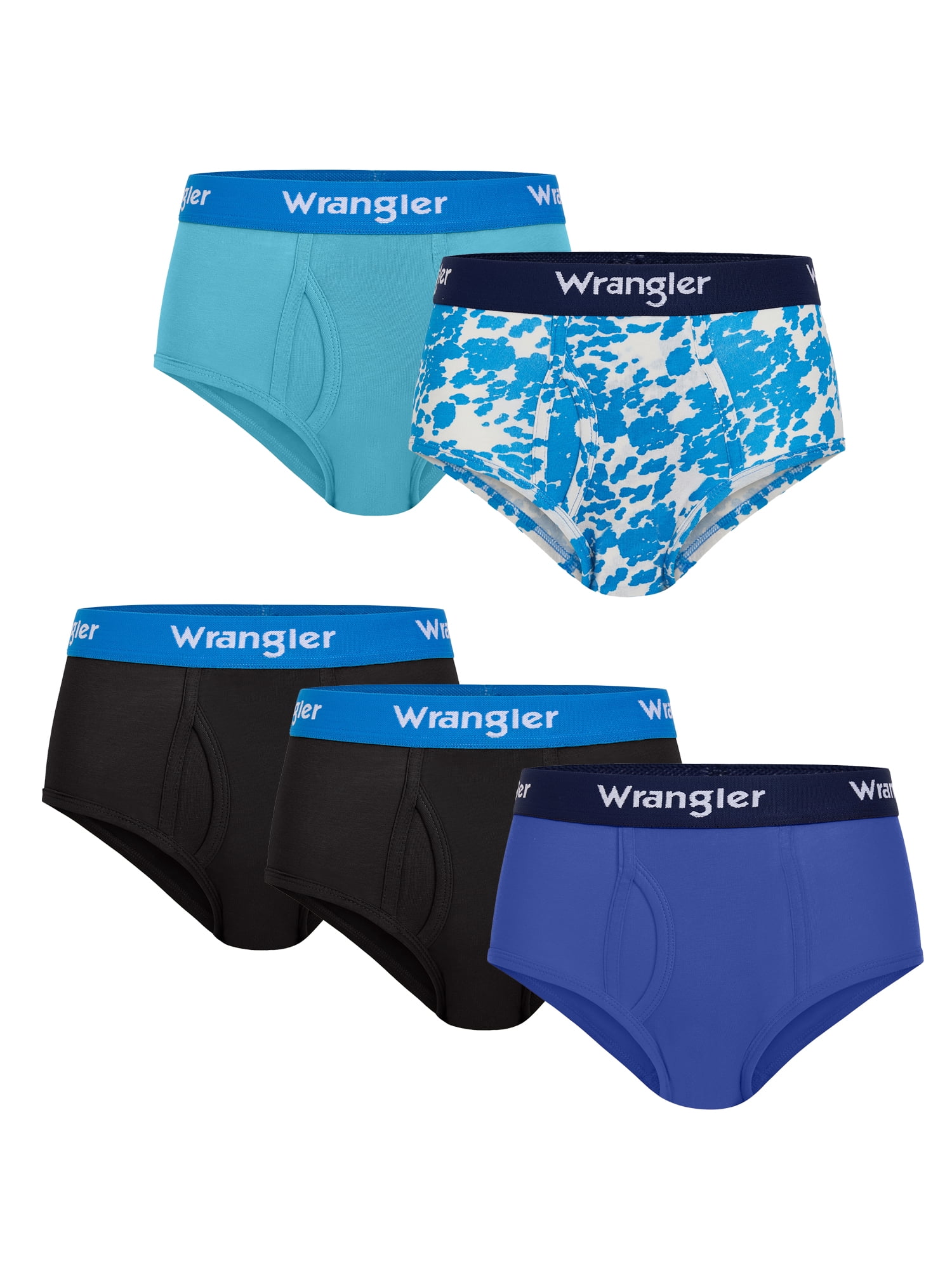 Wrangler Boys' Cotton Briefs, Soft Boys Underwear w/ 4-Way Stretch, XL, 5-Pack