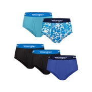 Wrangler Boys' Cotton Briefs, Soft Boys Underwear w/ 4-Way Stretch, XL, 5-Pack