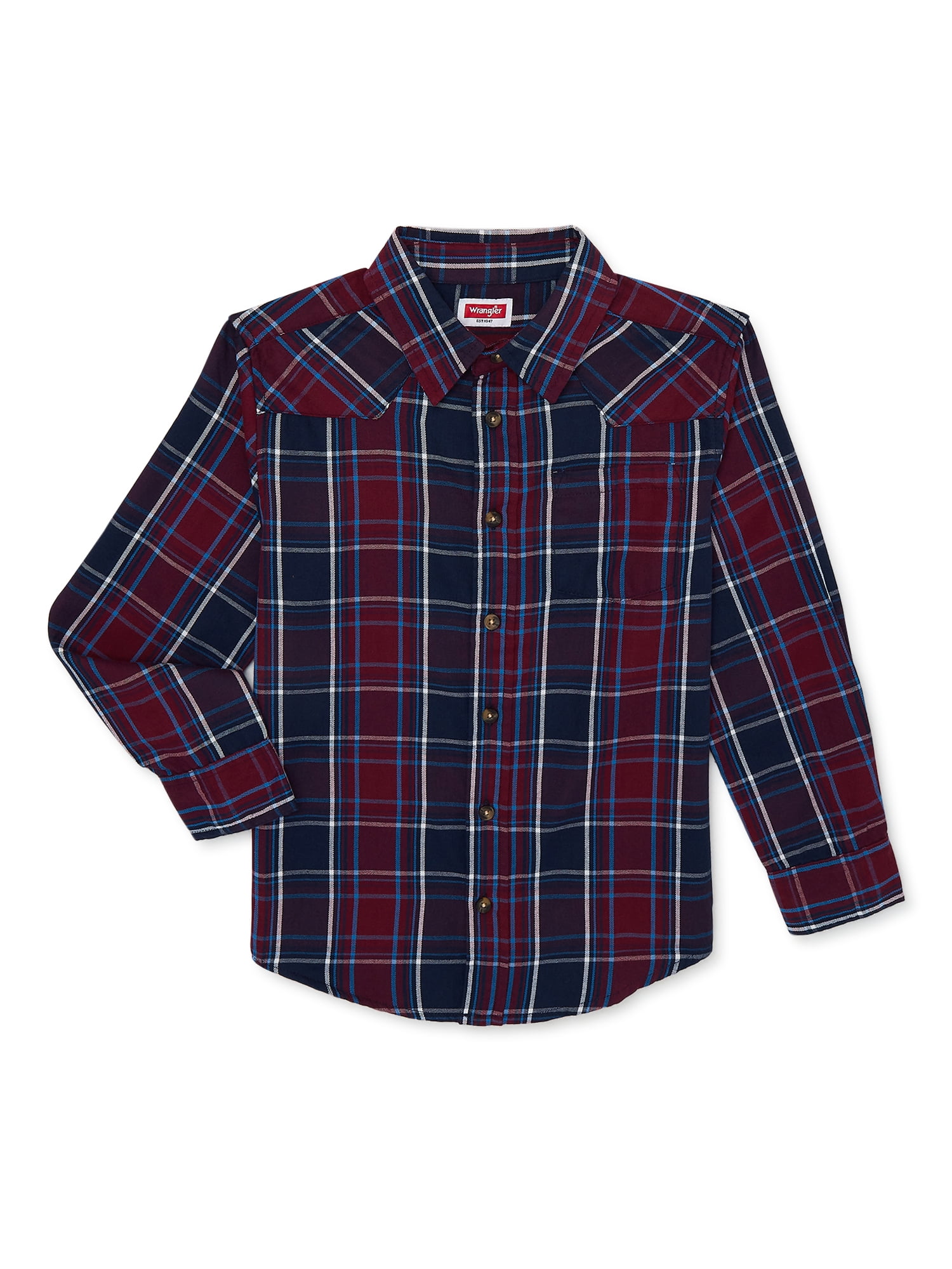 Wrangler Boys Long Sleeve ButtonUp Shirt, Sizes 418 & Husky
