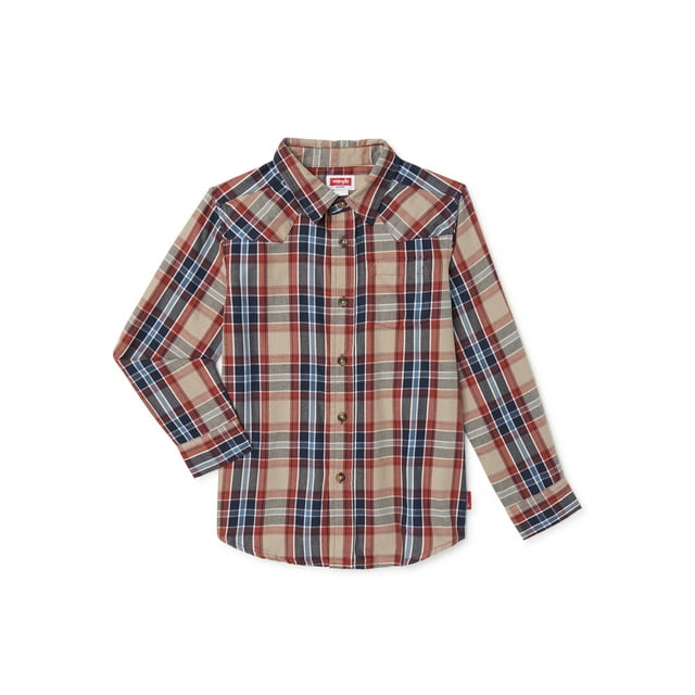 Wrangler Boys Long Sleeve Button-Up Shirt, Sizes 4-18 & Husky