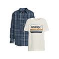 thumbnail image 1 of Wrangler Boys Long Sleeve Button-Up Shirt and Short Sleeve Graphic T-Shirt, 2-Pack, Sizes 4-18 & Husky, 1 of 5