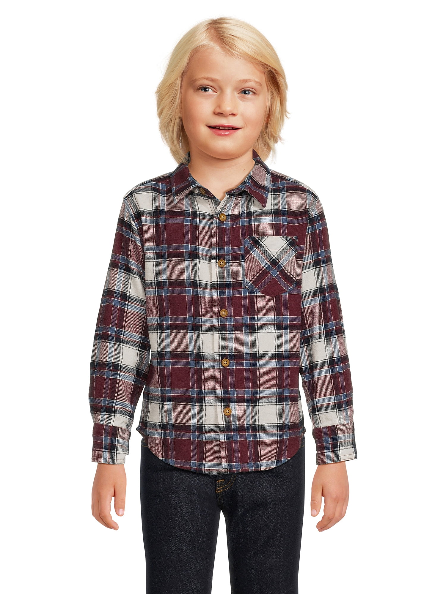 Wrangler Boys’ Long Sleeve Flannel Shirt, Sizes 4-18 & Husky - Walmart.com