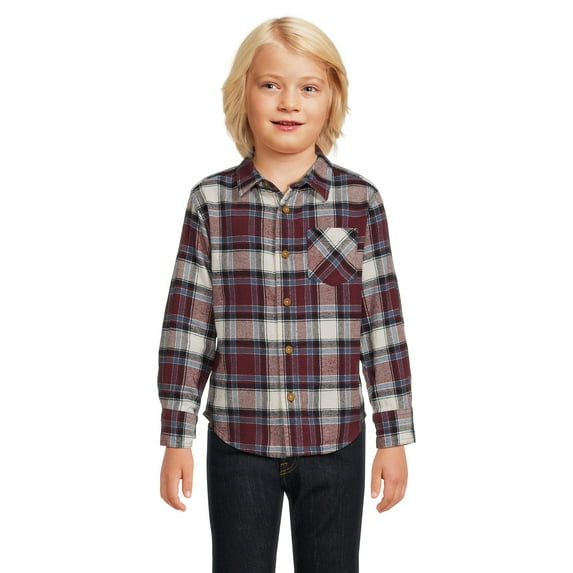 Wrangler Boys’ Long Sleeve Flannel Shirt, Sizes 4-18 & Husky