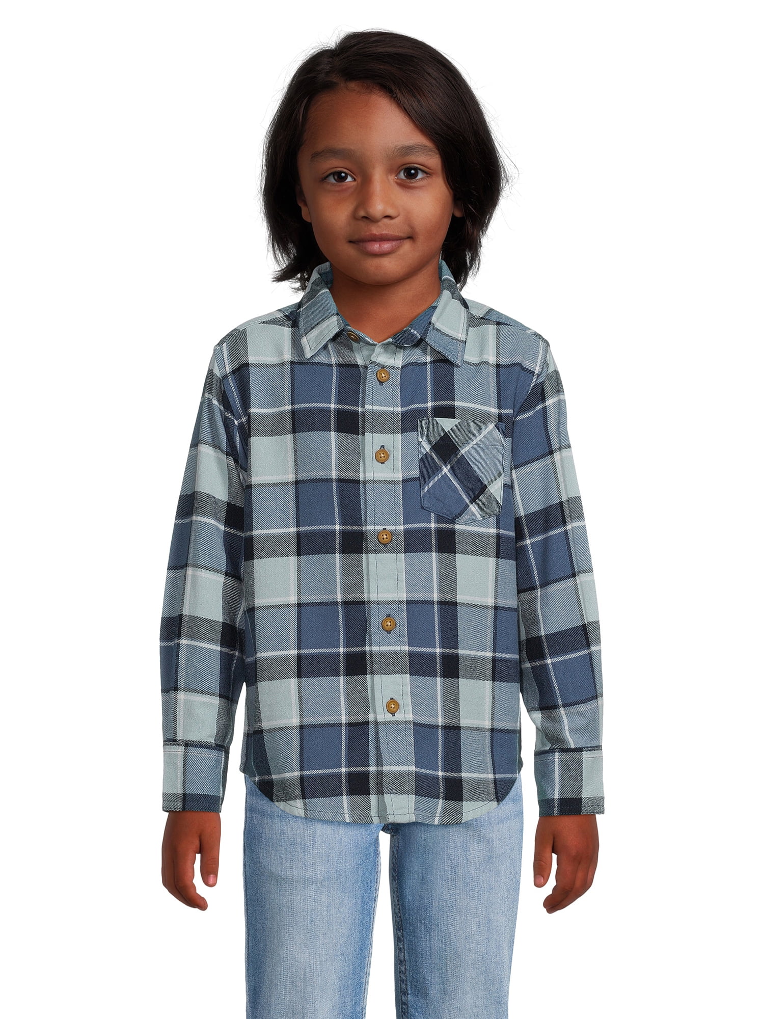 Wrangler Boys’ Long Sleeve Flannel Shirt, Sizes 4-18 & Husky - Walmart.com