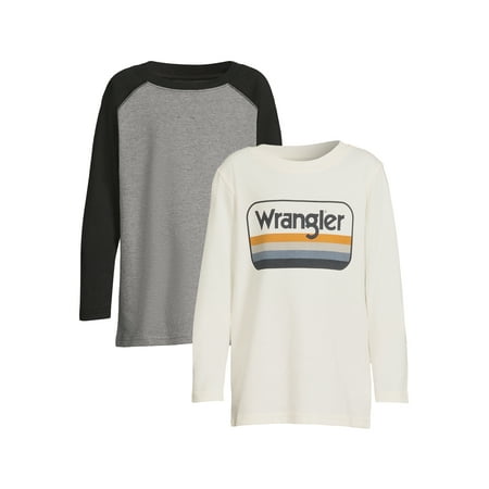 Wrangler Boys Long Sleeve Raglan and Graphic Tee, 2-Pack, Sizes 4-18 & Husky