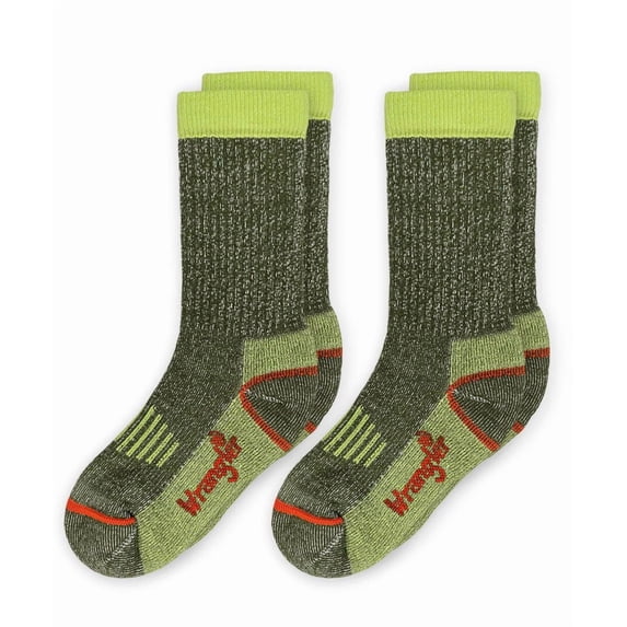 Wrangler Boys Merino Wool Half Cushion Seamless Rib Boot Crew Socks 2 Pair Pack