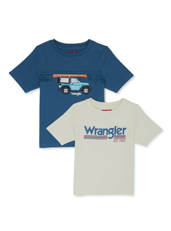 Wrangler Boys Short Sleeve Graphic T-Shirt, 2-Pack, Sizes 4/5-18 & Husky