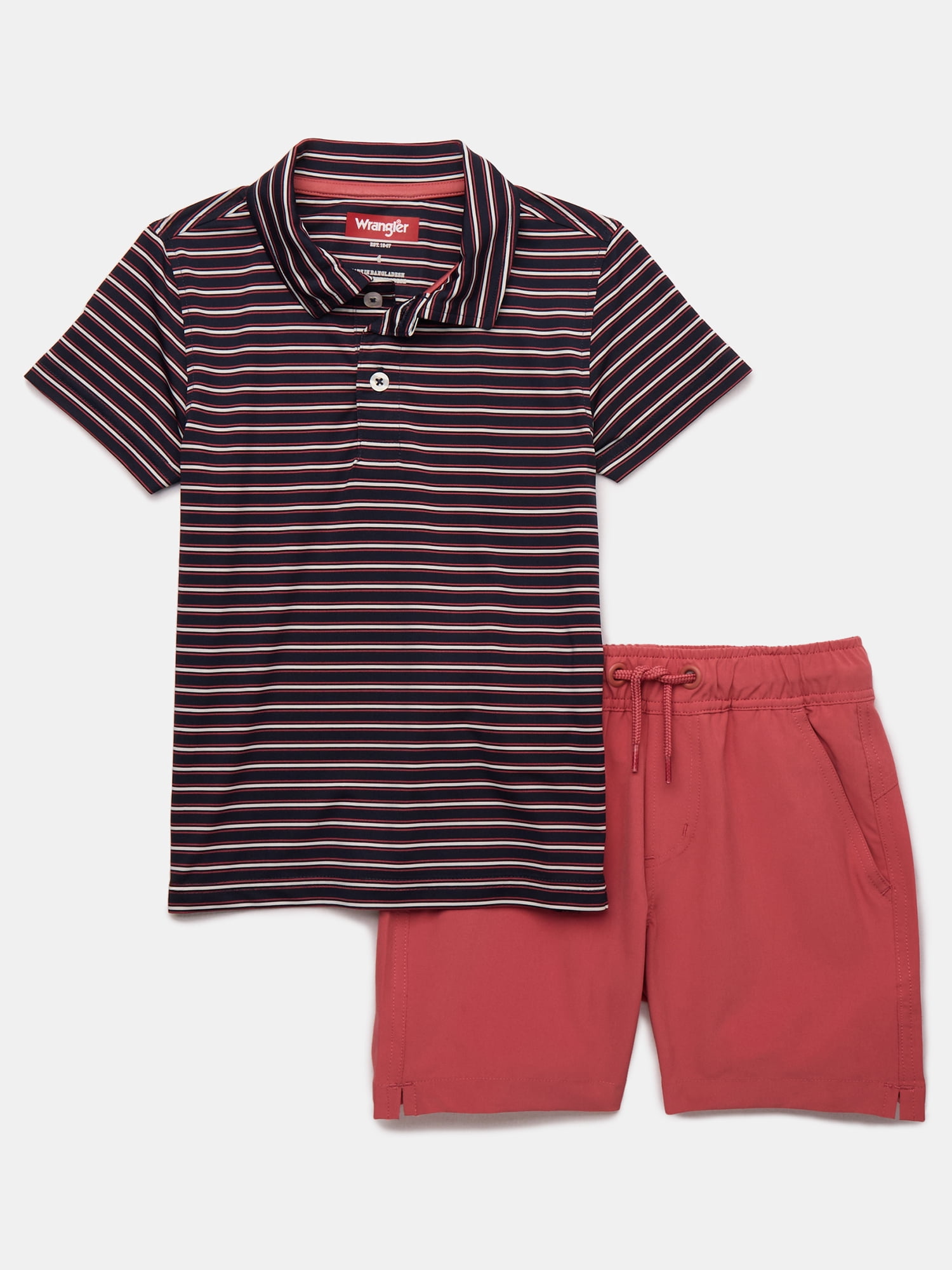 Wrangler Boys Short Sleeve Polo Shirt and Short 2-Peice Set, Sizes 4-7