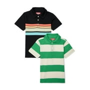 Wrangler Boys Short Sleeve Striped Polo Shirt, 2-Pack, Sizes 4-18 & Husky