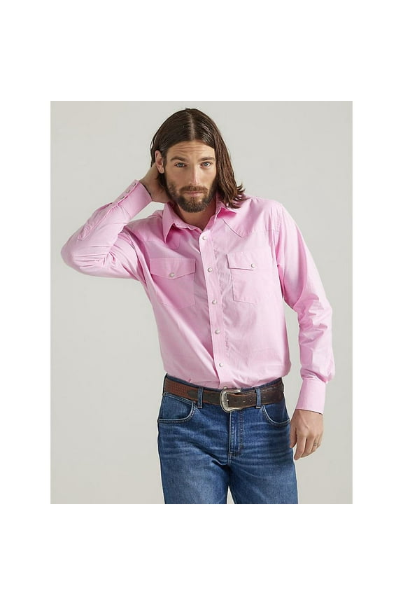 Men's Bucking Cancer Checkered Print Long Sleeve Button Down Western - 112329902 Medium