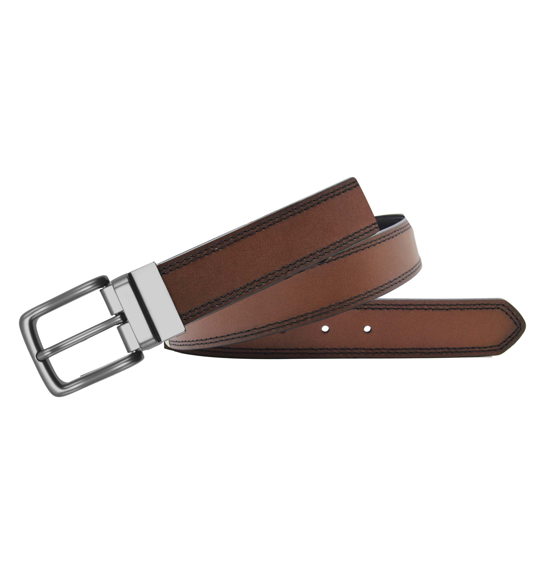 Wrangler Men's Burnished Leather Reversible Belt - Brown to Black