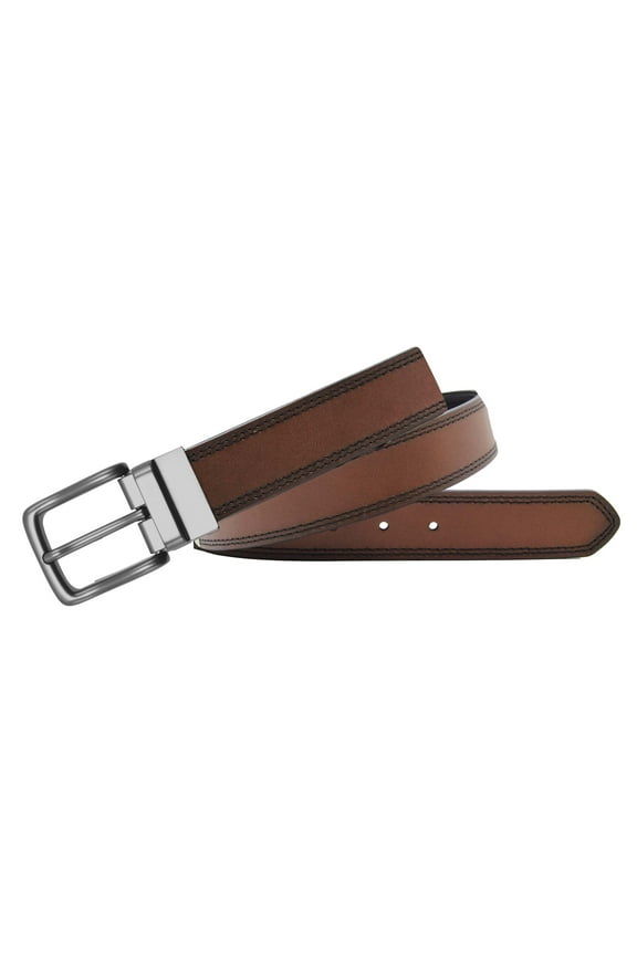 Men's Burnished Leather Reversible Belt - Brown to Black