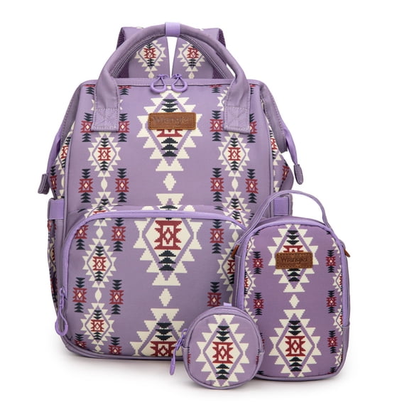 Wrangler Callie 3-Piece Diaper Bag Backpack Set with Pacifier Case and Bottle Bag, Lavender