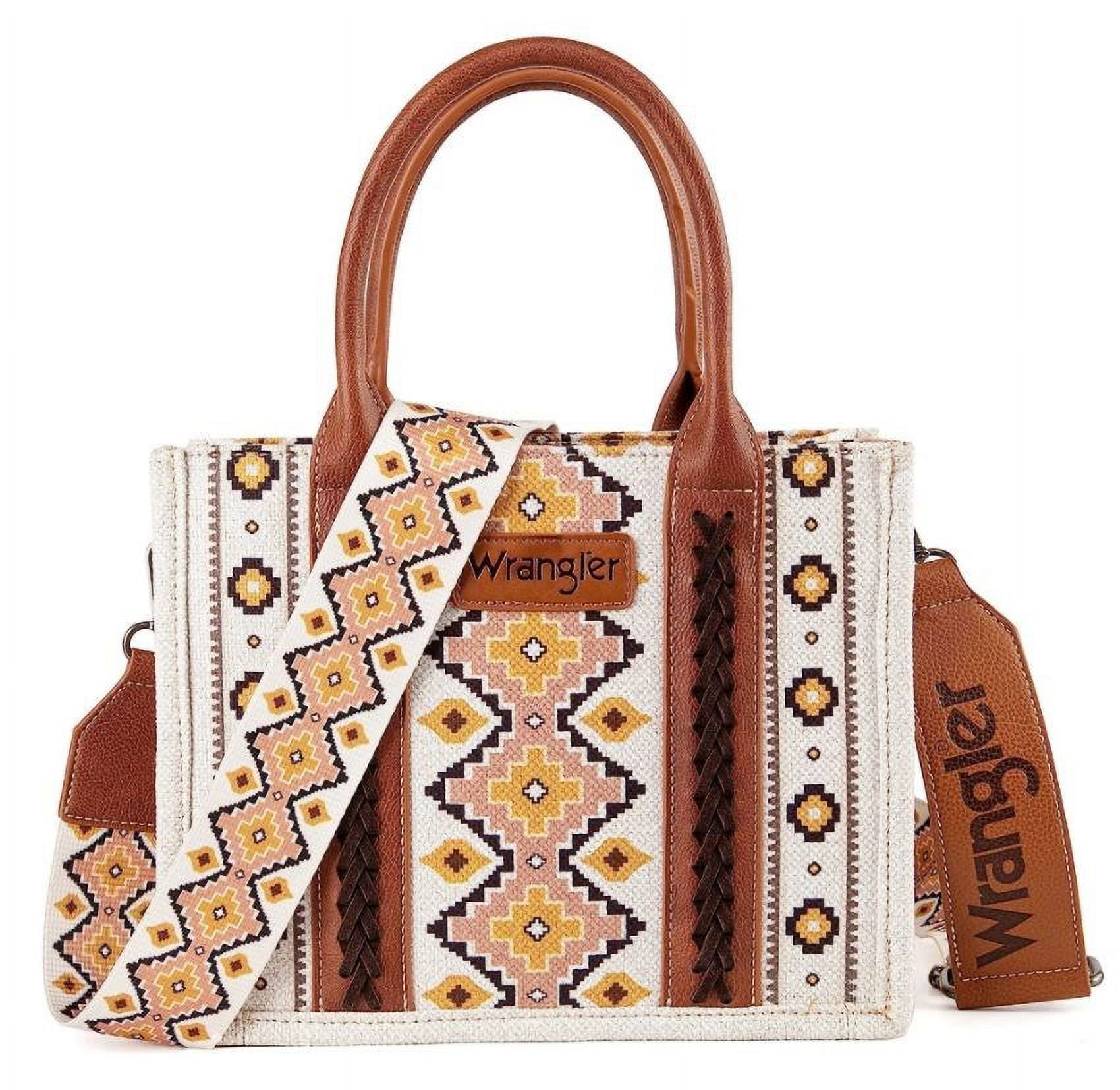 Wrangler Canvas Handbag/Bible ToteAztecCoffee w/Removeable Strap